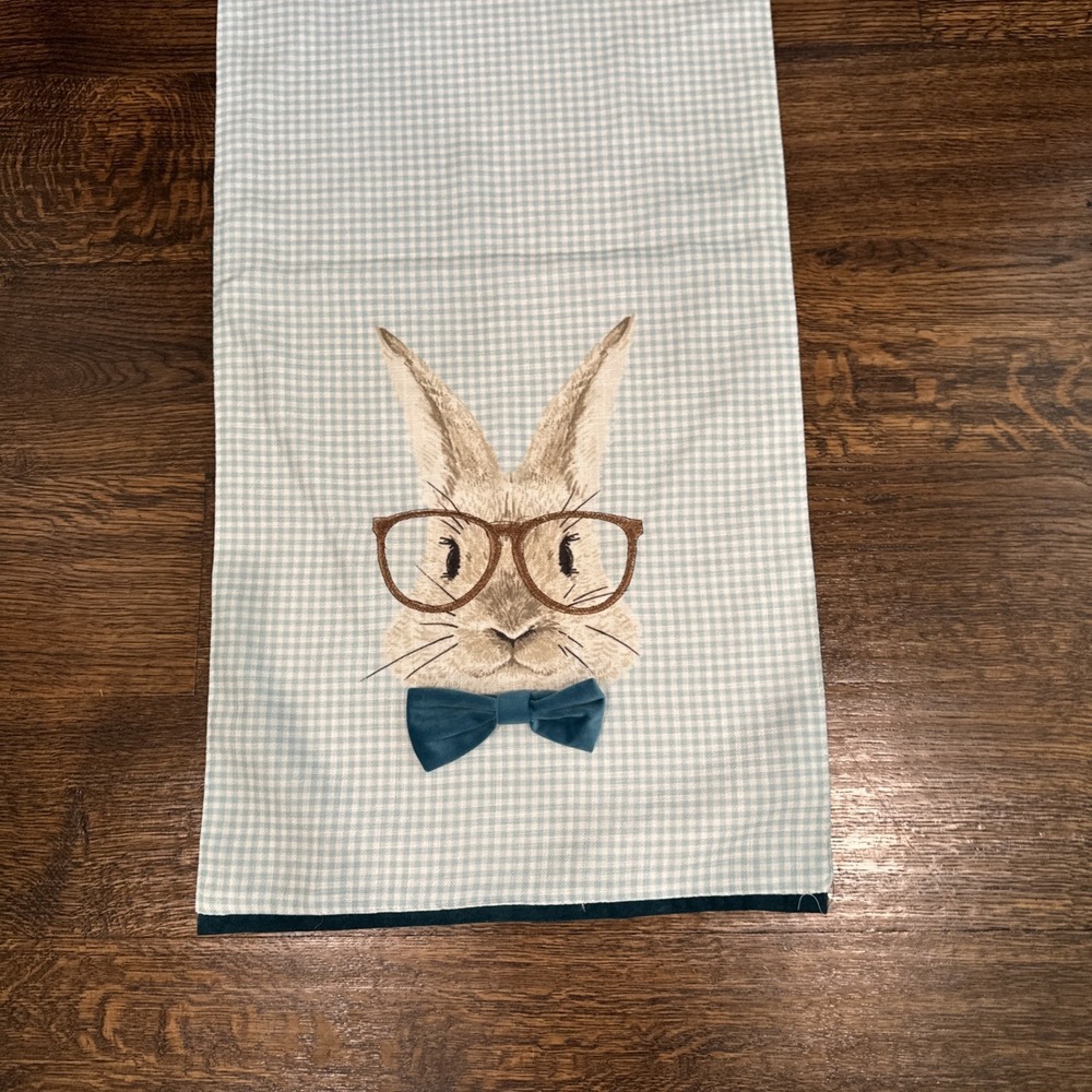 Hip Hop Easter Table runner 70 X 16 Rabbits With Bow Ties Gingham‎ - Picture 6 of 10